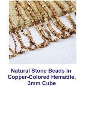Natural Stone Beads In  Copper-Colored Hematite, 3mm Cube